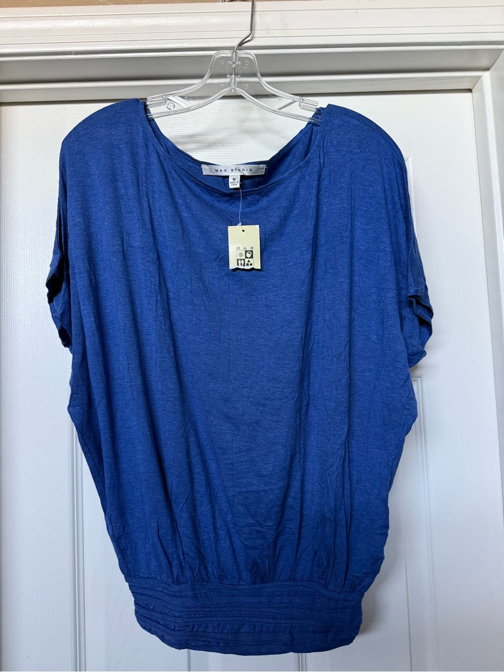 Max Studio Royal Blue Batwing Short Sleeve Top